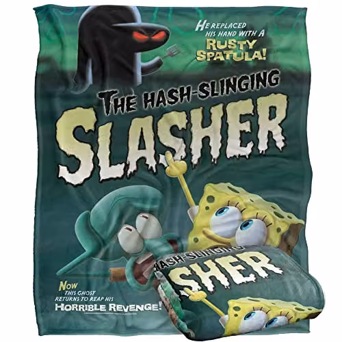 LOGOVISION Spongebob Hash Slinging Slasher Super Soft Fleece Throw Blanket, White, W/D/H: 152 x 127 cm – 1