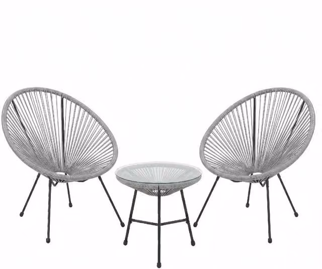 Alivio Modern 2 Seater Outdoor Garden Furniture Set with Coffee Table and Cushions, Grey – 1