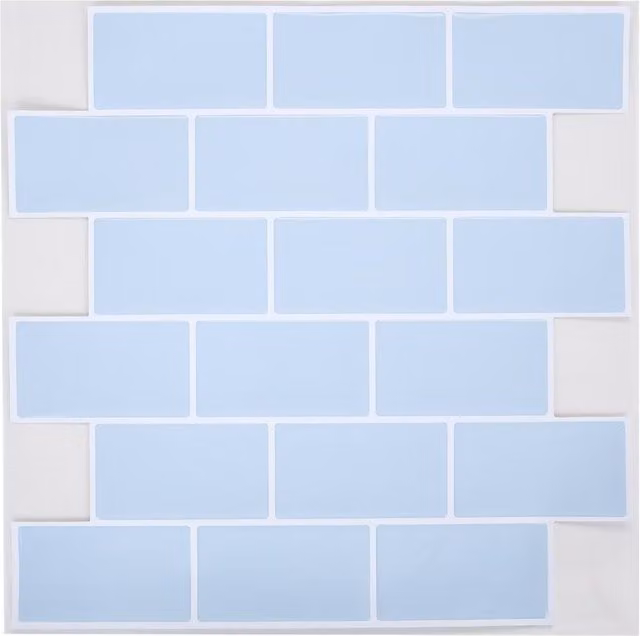 Living and Home 10 PCS Peel and Stick Tile Look Wall Stickers in Light Blue