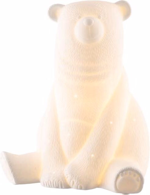 Belleek Living Bear Ceramic Tabletop Luminaire in White with Warm White Bulb, Height: 25.4 cm