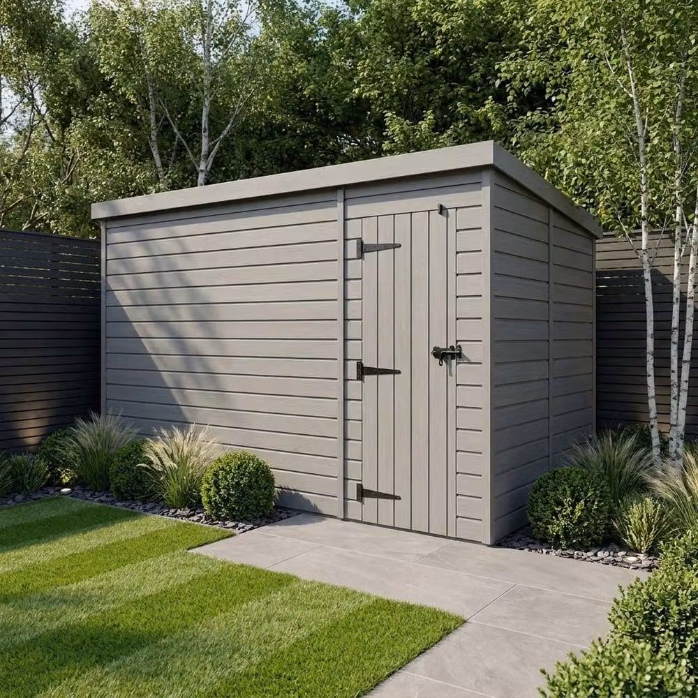 Buttercup Farm Grey Composite Pent Garden Shed with Single Door and No Windows W: 518.16 cm, D: 274.32 cm, H: 210 cm – 2
