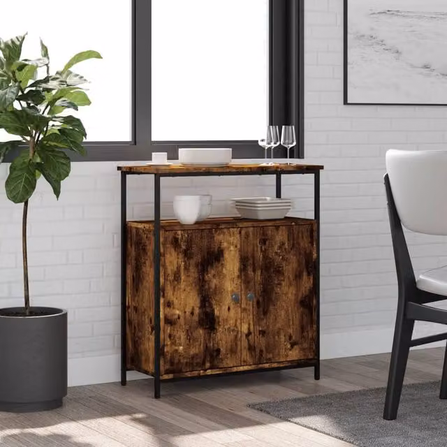 Berkfield Home Smoked Oak Sideboard in Brown, W/D/H: 70 x 30 x 80 cm