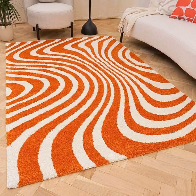 THE RUGS Joli Striped Soft and Dense Pile Rug in Orange, W: 80 cm, L: 150 cm – 1