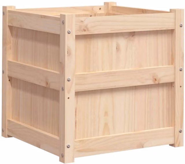 Berkfield Home Garden Solid Wood Pine Planter in Sand, W/D/H: 50 x 50 x 50 cm – 1