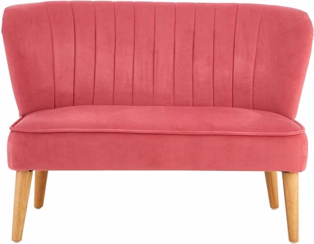 Premier Kids Orsina 2 Seat Pink Velvet Upholstered Kids Sofa with Matching Ottoman
