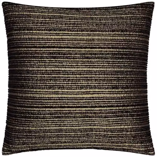 Paoletti Jupiter Chenille Jacquard Decorative Cushion in Black and Gold, W/D/H: 50 x 50 x 5 cm