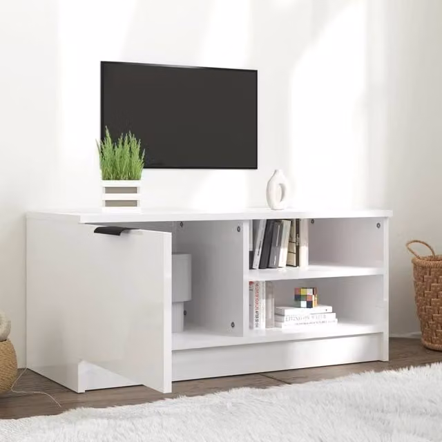 Berkfield Home High Gloss White TV Cabinet, W: 80 cm, D: 35 cm, H: 36.5 cm – 1
