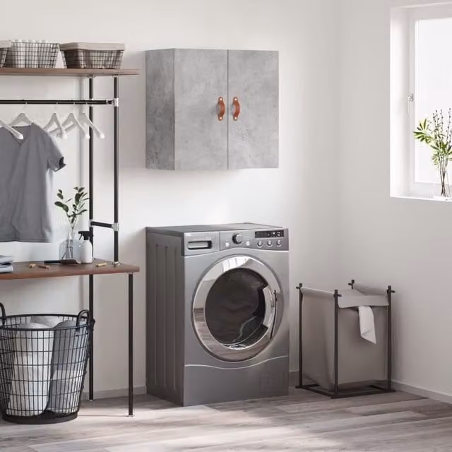 Berkfield Home Wall Mounted Industrial Cabinet in Concrete Grey, W/D/H: 60 x 31 x 60 cm – 1