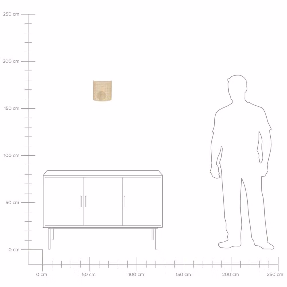 Wyld and Coco Natural Rattan Wall Lamp in Beige with 22 cm Half Drum Shade – 3