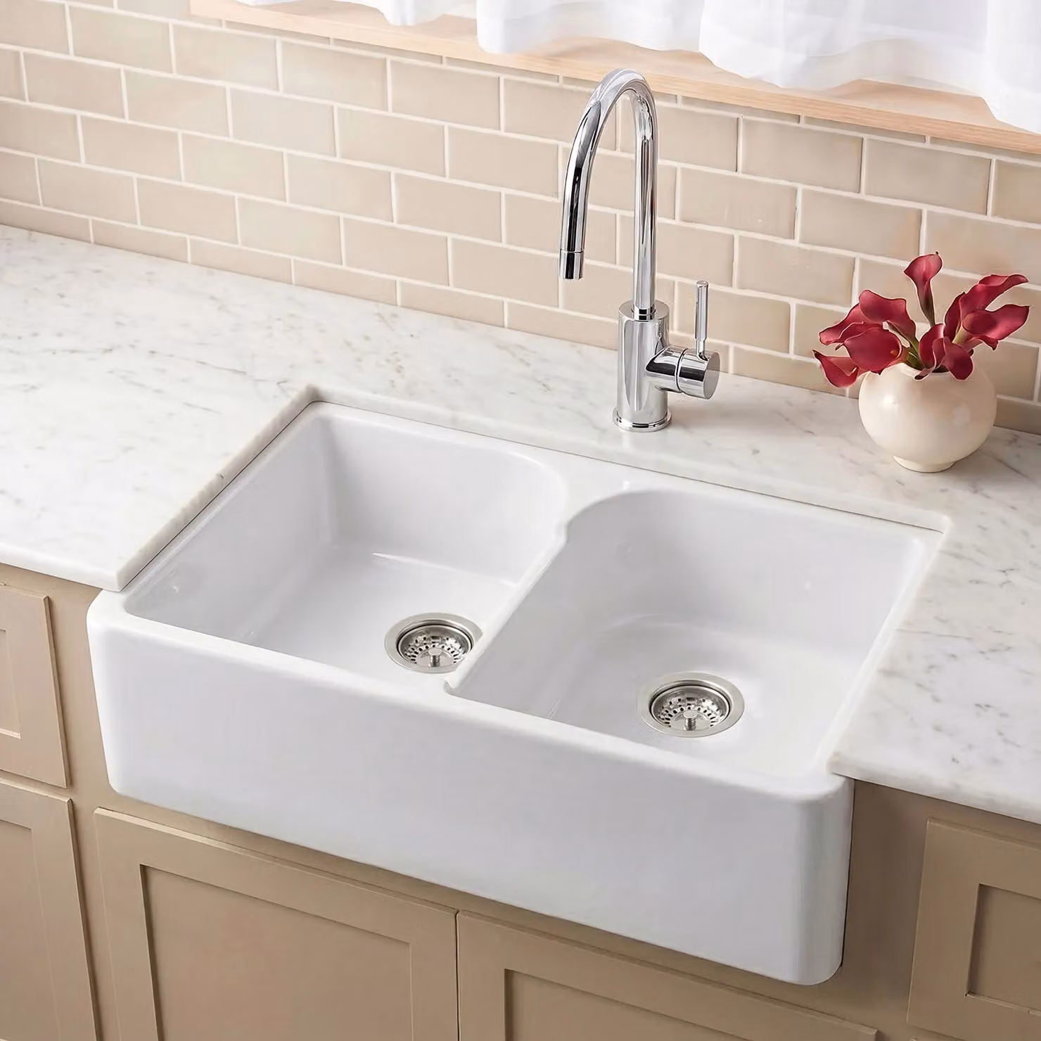Balterley White Ceramic Double Bowl Stepped Weir Butler Kitchen Sink with No Overflow and No Tap Hole W/D/H: 79.5 x 50.0 x 22.0 cm – 4