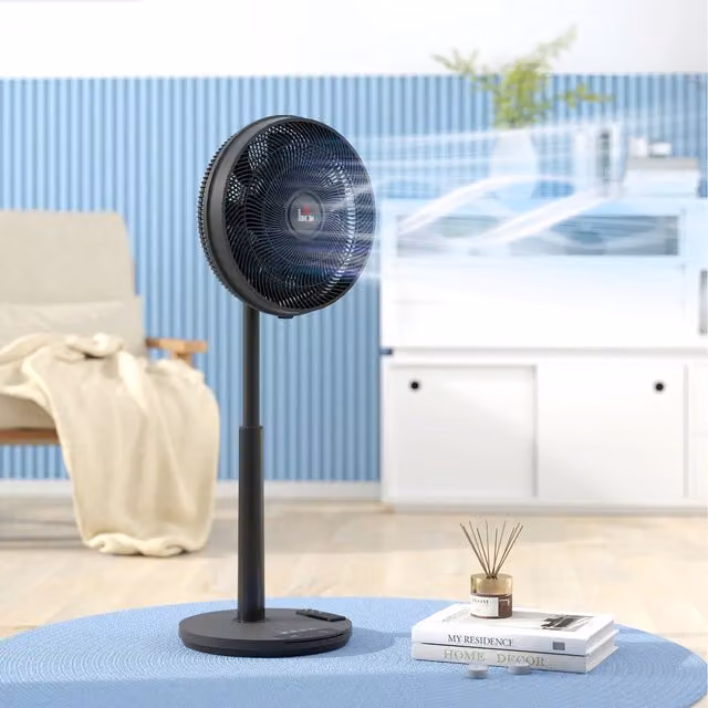 HOMCOM Quiet Pedestal Fan with Oscillation, Tilt and Remote Control in Black