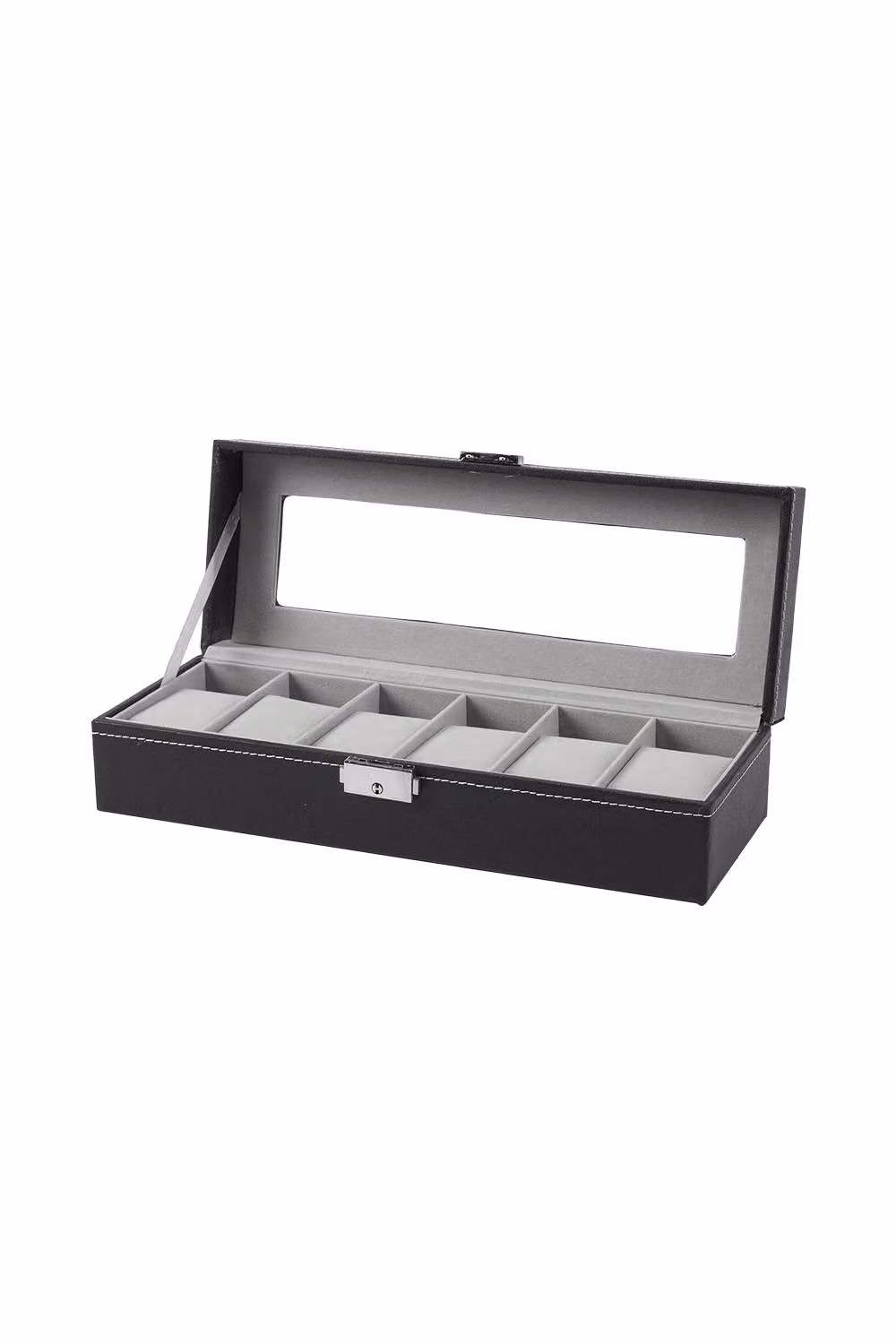 Garden Sanctuary Elegant Black Faux Leather Watch Display Case with 6 Slots – 2