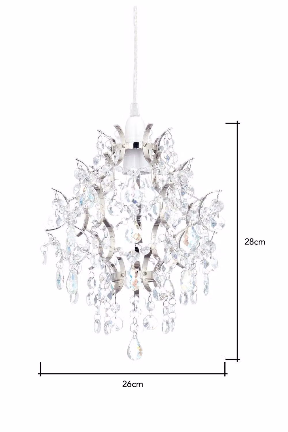 BHS Lighting Lisa Easy Fit Light Fitting in Metallic Silver with Crystal and Glass Details – 2