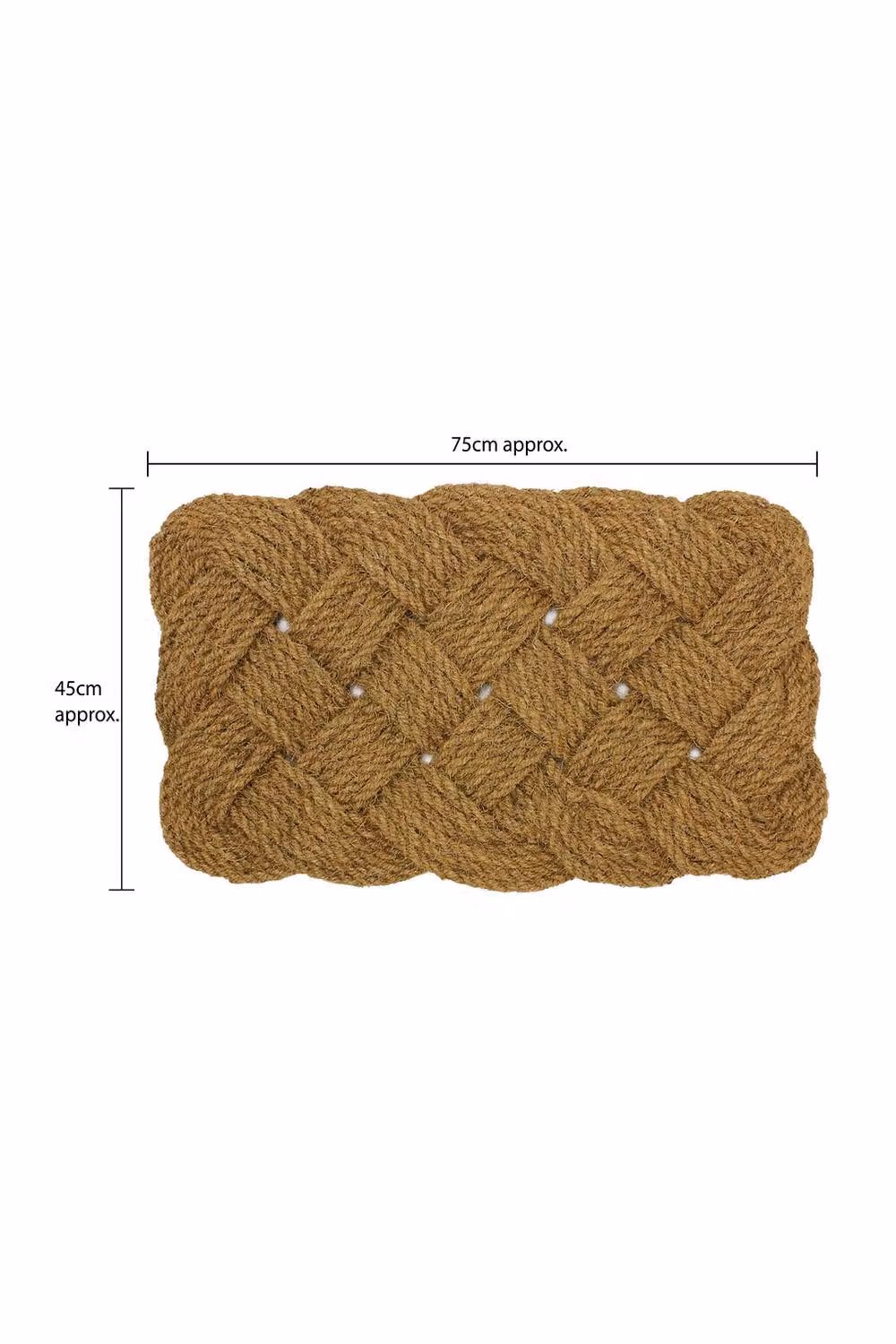 JVL Brown Coir Woven Rope Rectangular Doormat, W: 45 cm, D: 75 cm – 4