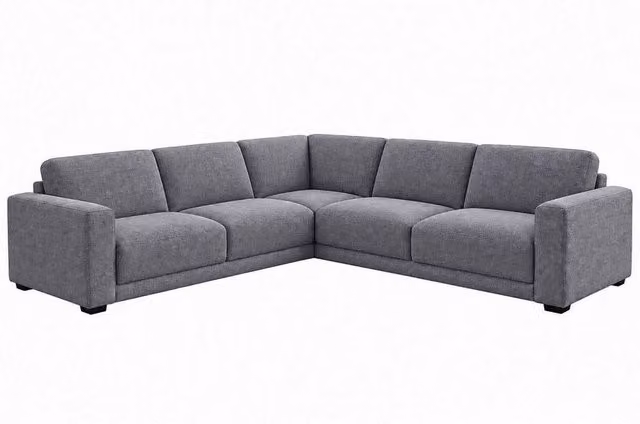 Furnishings For Less UK Melrose Grey 5 Seater L-Shaped Corner Sofa with Woven Fabric and Scatter Cushions – 1