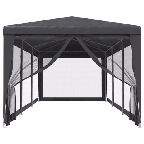 vidaXL Party Tent with 8 Mesh Sidewalls, Anthracite, W: 9 m, D: 3 m, H: 2.58 m – 4