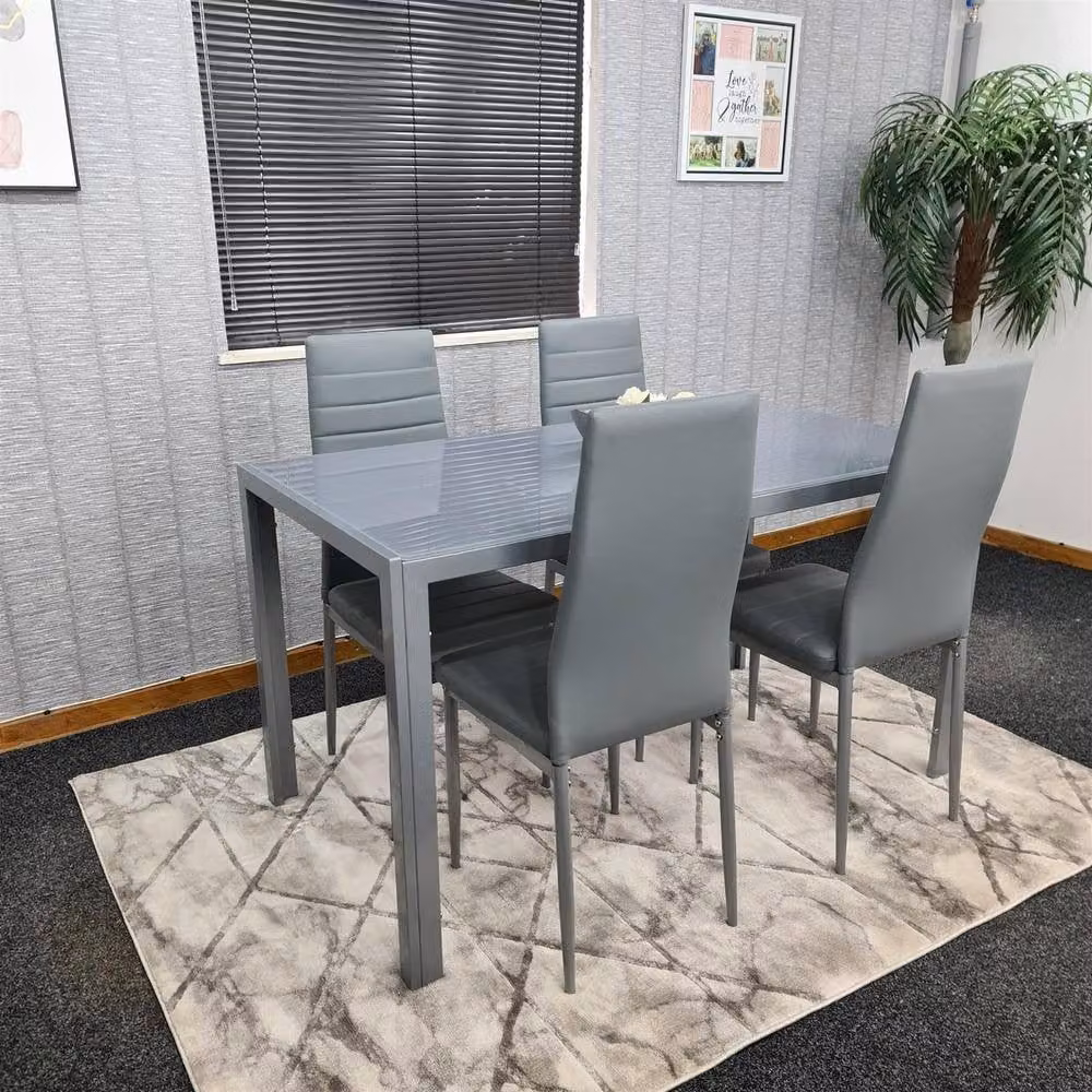 KOSY KOALA Modern Grey Dining Set with Glass Table and 4 Chairs, W/D/H: 120 x 70 x 75 cm – 2