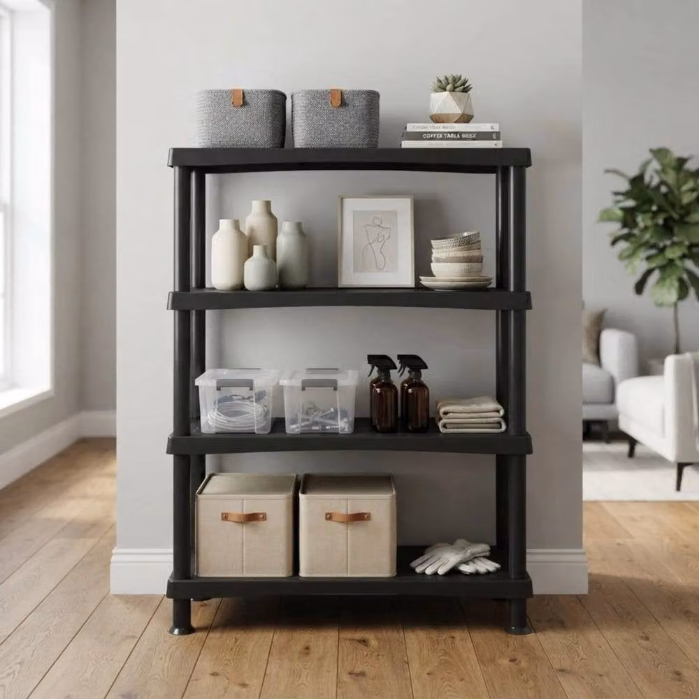 FORGEVIO 4 Tier Black Plastic Storage Shelving Unit – 2