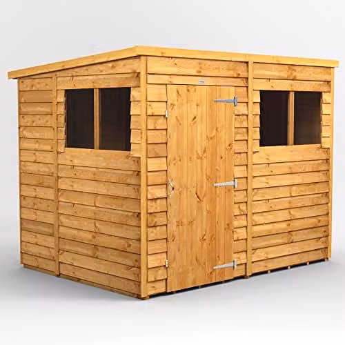 Powersheds Premium Pent Overlap Wooden Shed in Brown with Window and Floor – 1