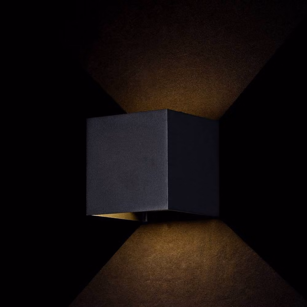 Netlighting Fulton Integrated LED Wall Lamp in Black, IP54 Rated, Adjustable Up and Down Lighting – 3