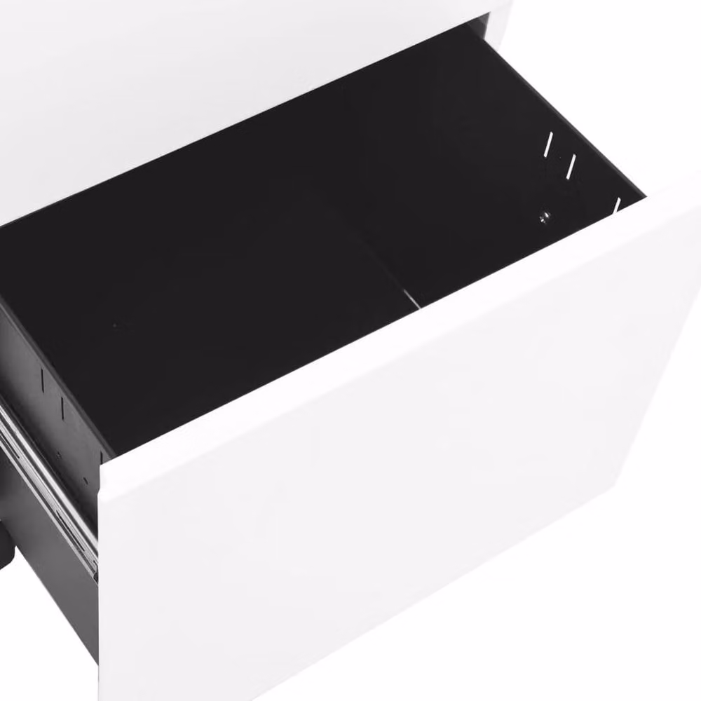 Berkfield Home Mobile File Cabinet in White Metal with Lock and Castors, W/D/H: 39 x 45 x 60 cm – 2