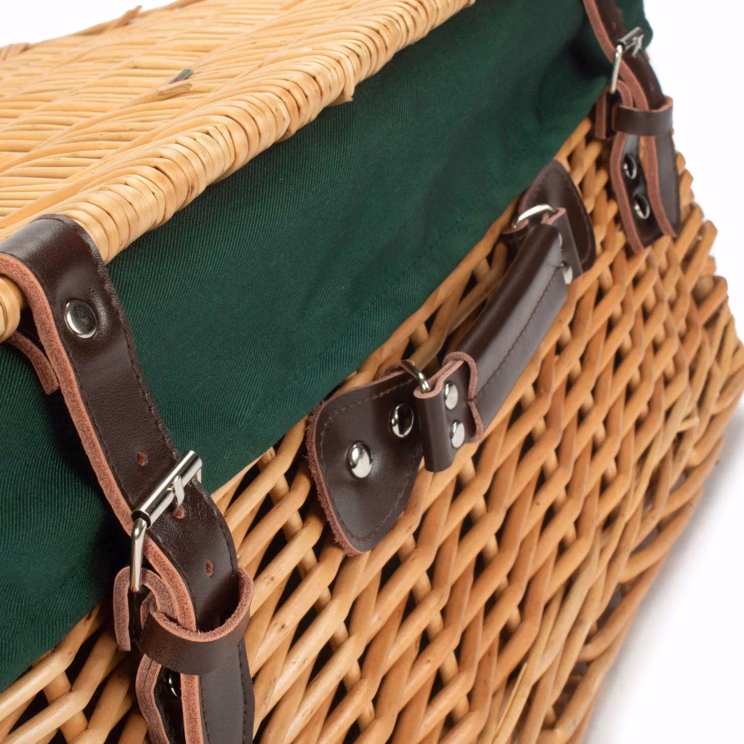 Red Hamper Wicker Picnic Basket with Green Cotton Lining – 2