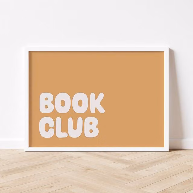 Autumns Corner Book Club Typography Paper Poster, A2, Mustard Yellow – 1
