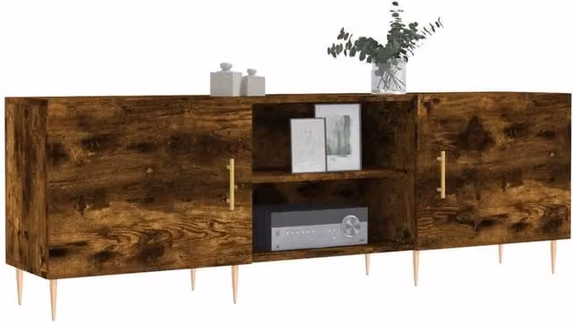 Berkfield Home Smoked Oak TV Cabinet in Brown, W/D/H: 150 x 30 x 50 cm – 1