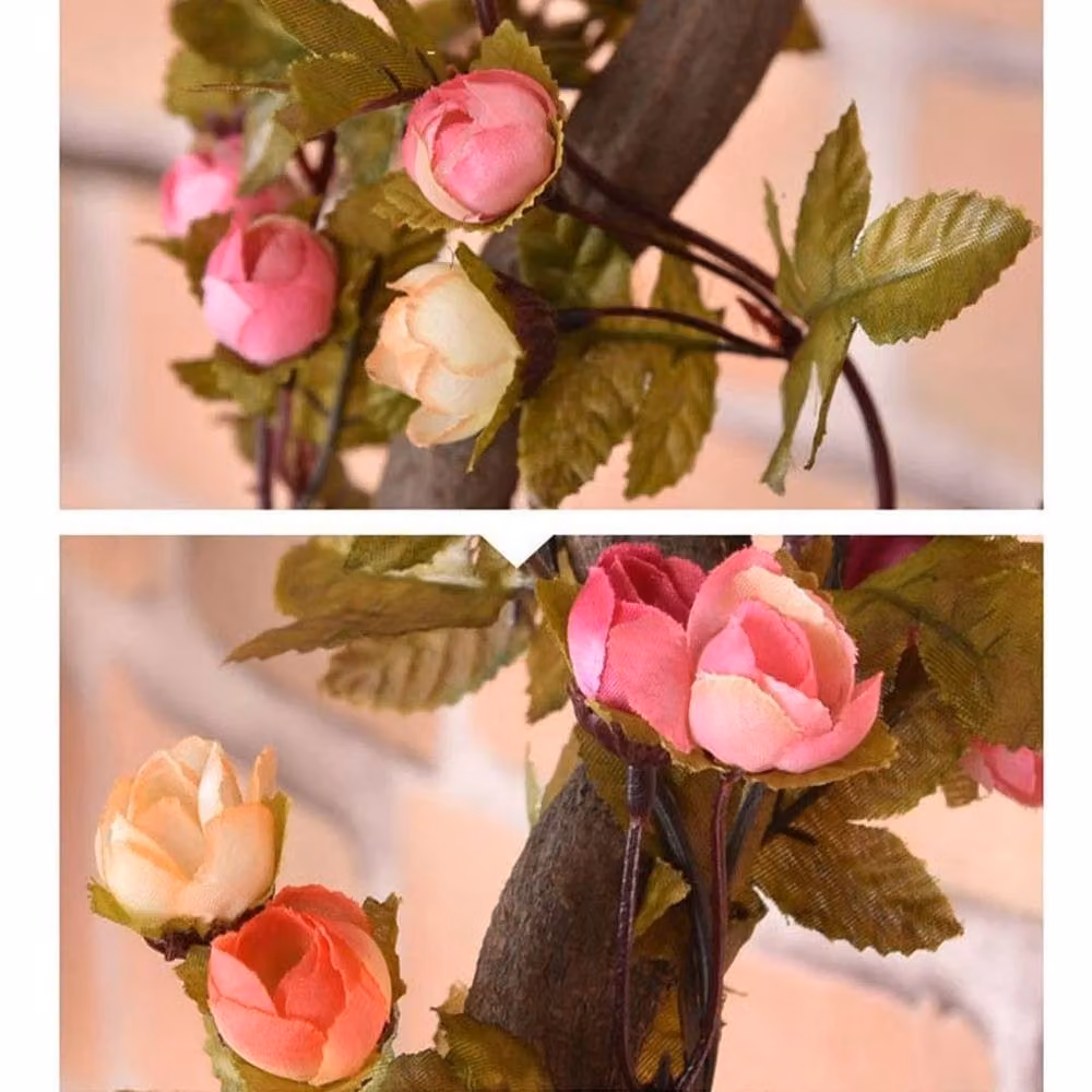 FLAVORA Pink and Multicolour Artificial Rose Flower Vine Hanging Garland with Foliage – 3