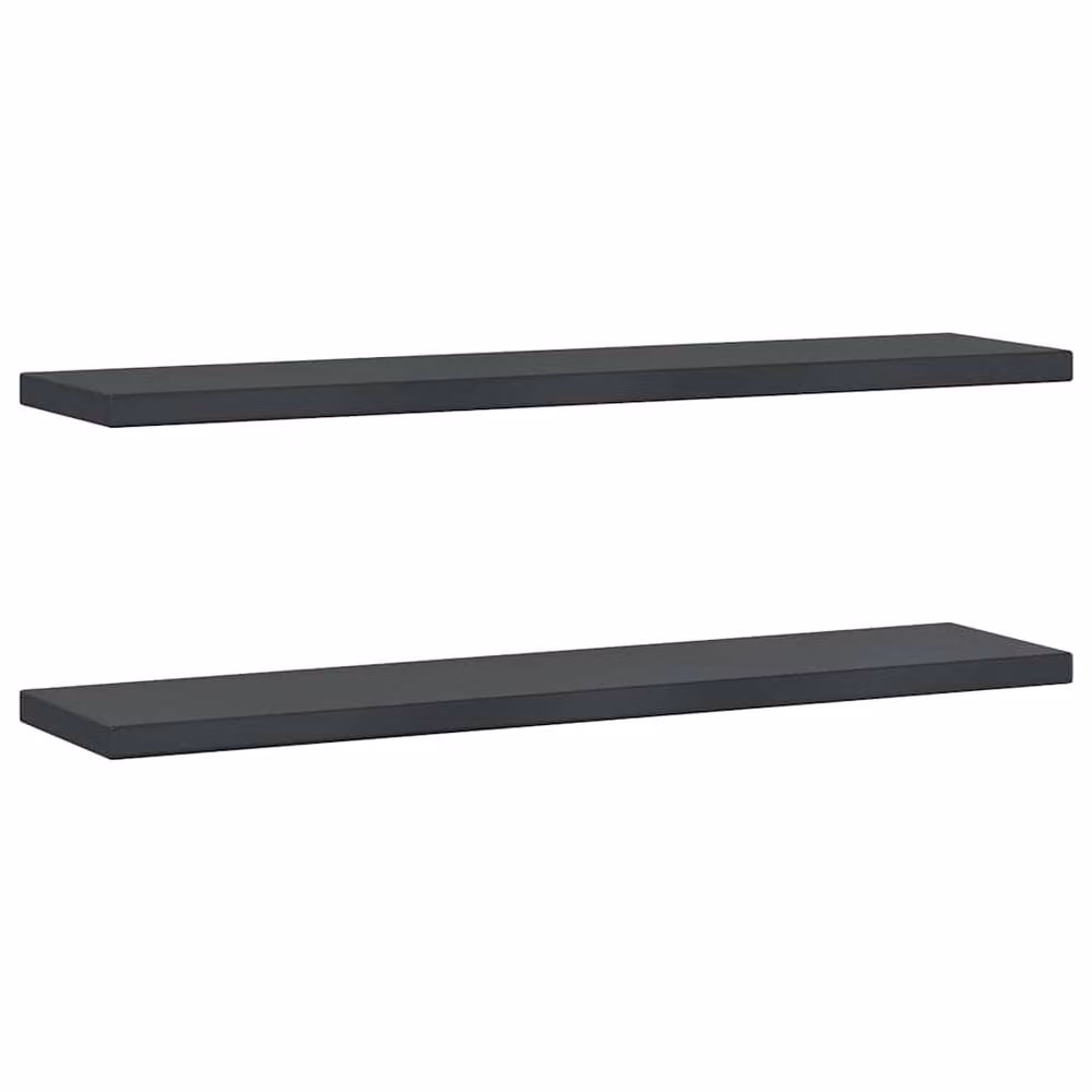 Berkfield Home Wall Mounted Shelves, 2 Pack, Black Matt Stainless Steel, W: 100 cm, D: 23.5 cm, H: 3 cm – 2