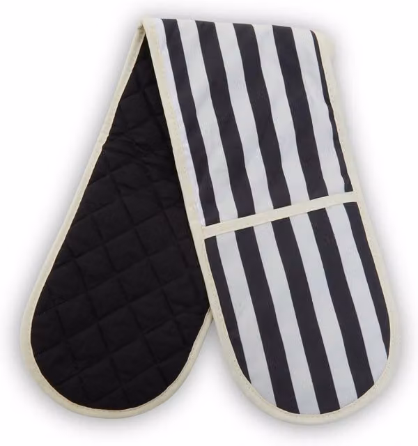 Orsina Double Oven Glove in Black and White Cotton