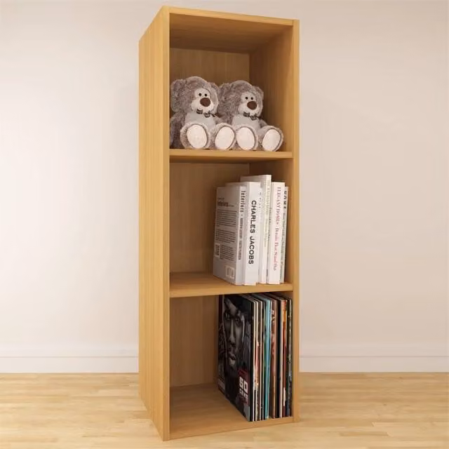 Charles Jacobs Nordara Oak Vinyl LP Storage Cube Rack in Brown, W/D/H: 105.9 x 36.5 x 35.5 cm