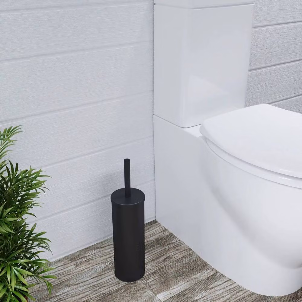NESTLUNE Black Modern Freestanding Toilet Brush and Holder Set – 2
