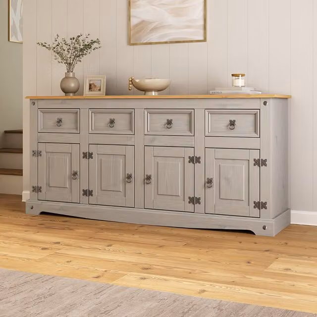Mews Rustic Grey Painted Pine Sideboard