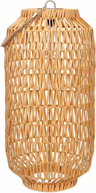 ValueLights Solar Powered Brown Rattan Rope Lantern Floor Lamp for Garden