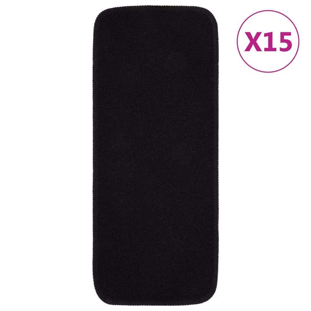 Berkfield Home Anti Slip Stair Mats, 15 Pack, Black, Rectangular, W: 60 cm, D: 25 cm – 2