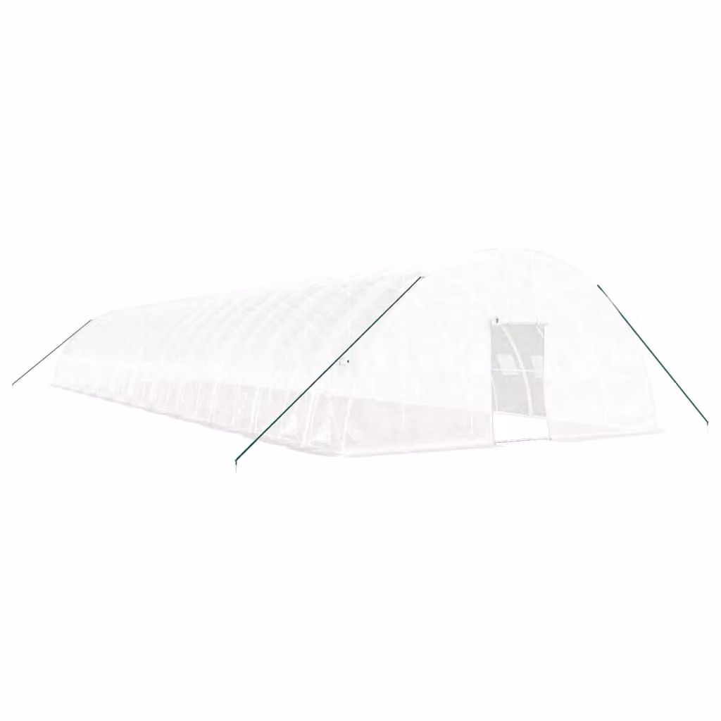 Berkfield Home White Steel Frame Greenhouse with PE Cover and Roller Windows, W/D/H: 22 x 6 x 2.85 m – 2