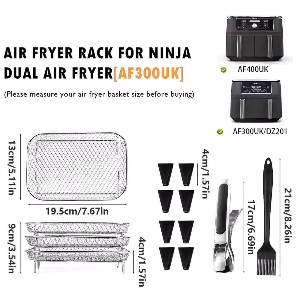 VOGREX Stackable Stainless Steel Rack for Ninja Air Fryer in Silver – 2