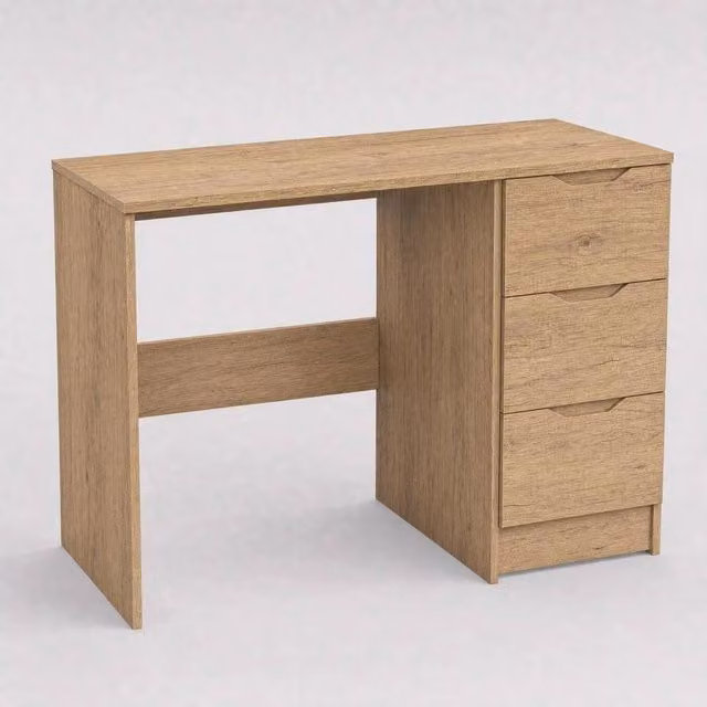Havendro Oak 3 Drawer Dressing Table Vanity Desk in Light Oak Brown