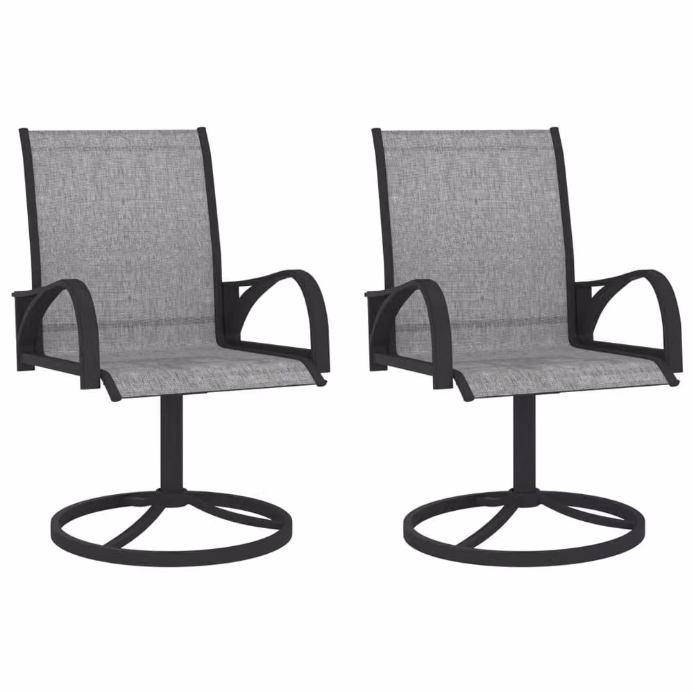 Berkfield Home Garden Swivel Chairs, 2 Piece Set in Grey Textilene and Powder Coated Steel – 2