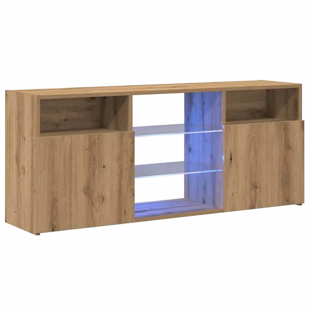 Berkfield Home Modern TV Cabinet with LED Lights in Artisan Oak Brown, W/D/H: 120 x 30 x 50 cm – 3
