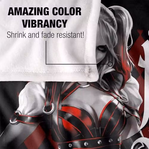 LOGOVISION Batman Arkham Knight Harley Quinn Dice Silky Touch Super Soft Fleece Throw Blanket, Multicolour, W: 127 cm x H: 152.4 cm – 2