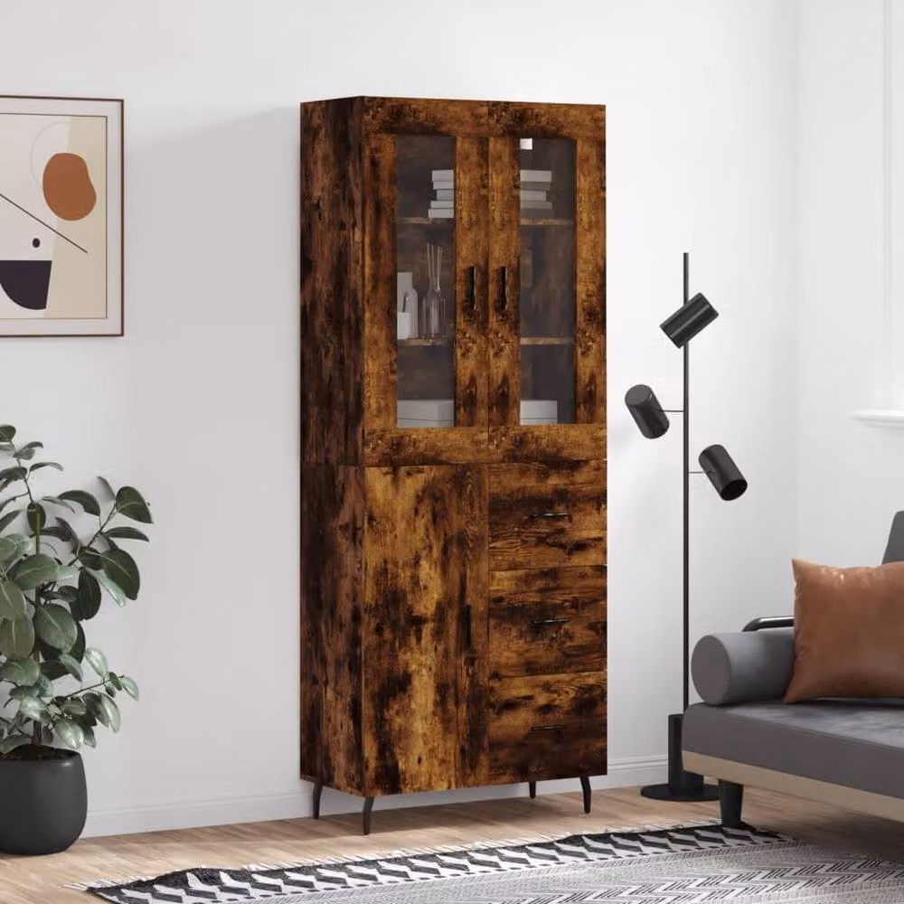 Berkfield Home Smoked Oak Highboard in Brown, W/D/H: 69.5 x 34 x 180 cm – 2