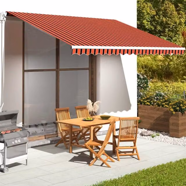 Berkfield Home Replacement Awning Fabric in Orange and Brown Polyester, W/D/H: 4.5 x 3.5 m – 1