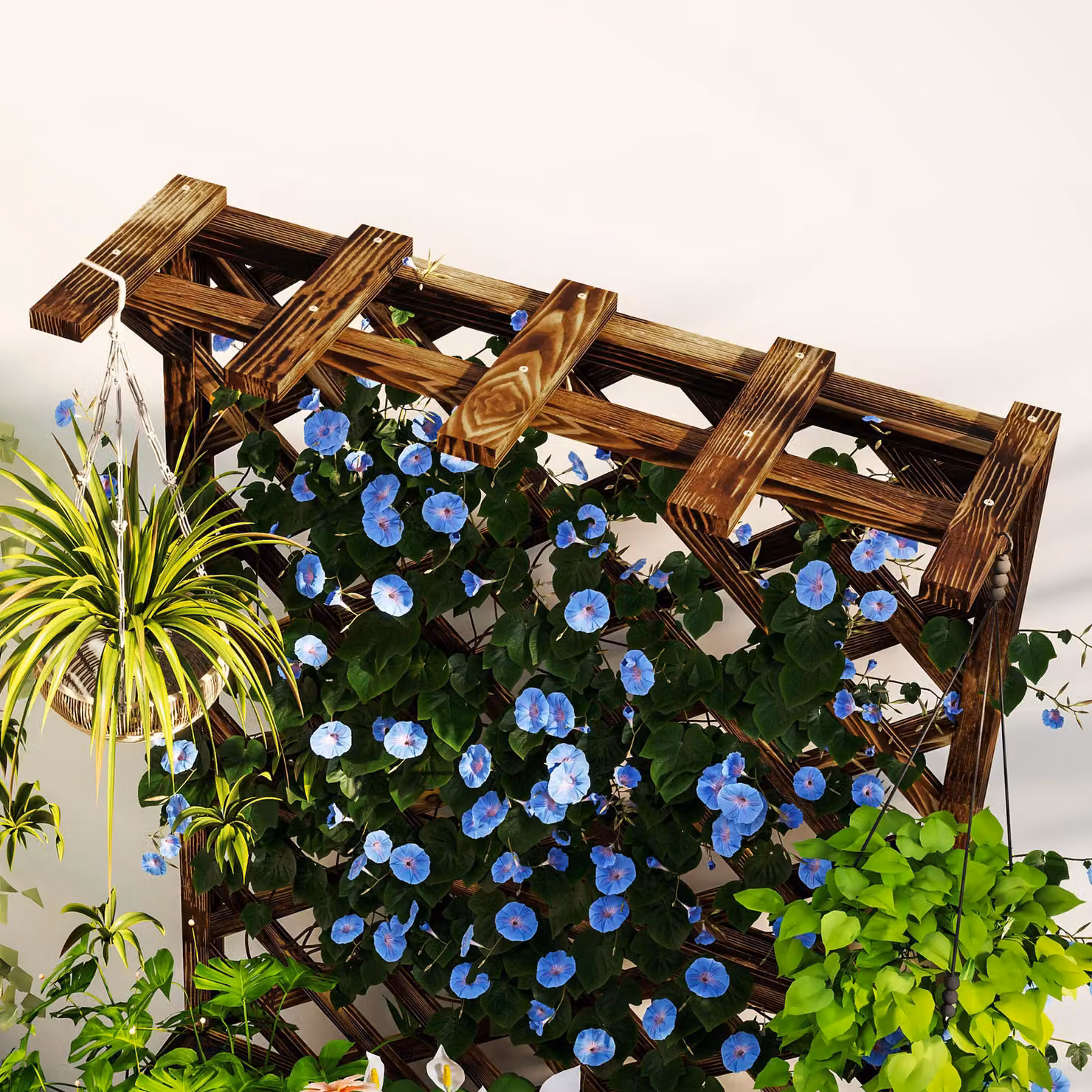 Outsunny Brown Wooden Raised Garden Bed with Trellis and Liner, W/D/H: 122 x 64 x 33 cm – 9