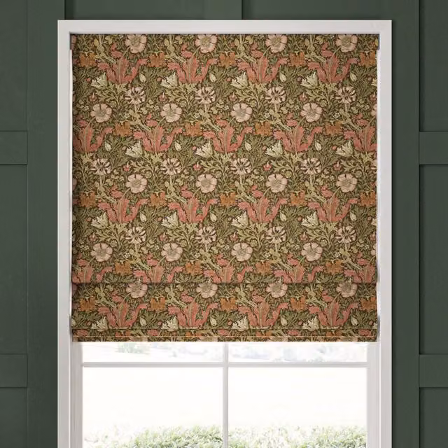 William Morris Compton Thermal Insulating Velvet Made To Measure Roman Blind in Brick Multicolour