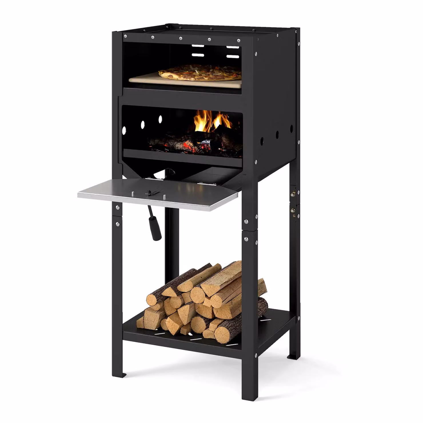 Costway Black Freestanding Wood-Fired Outdoor Pizza Oven – 9