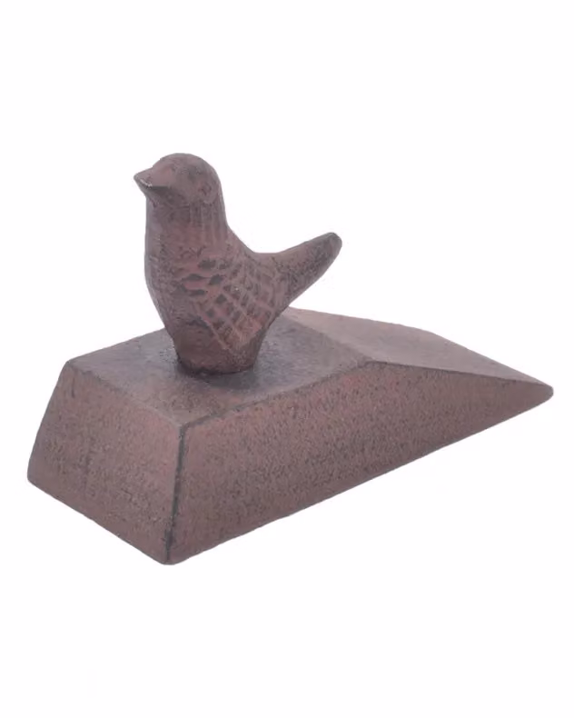 Dibor Vintage Style Cast Iron Bird Topped Doorstop in Antique Brown – 2