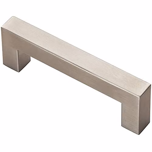 Loops Square Linear Block Pull Handle in Brushed Silver Stainless Steel, 110 mm x 14 mm, 96 mm Fixing Centres