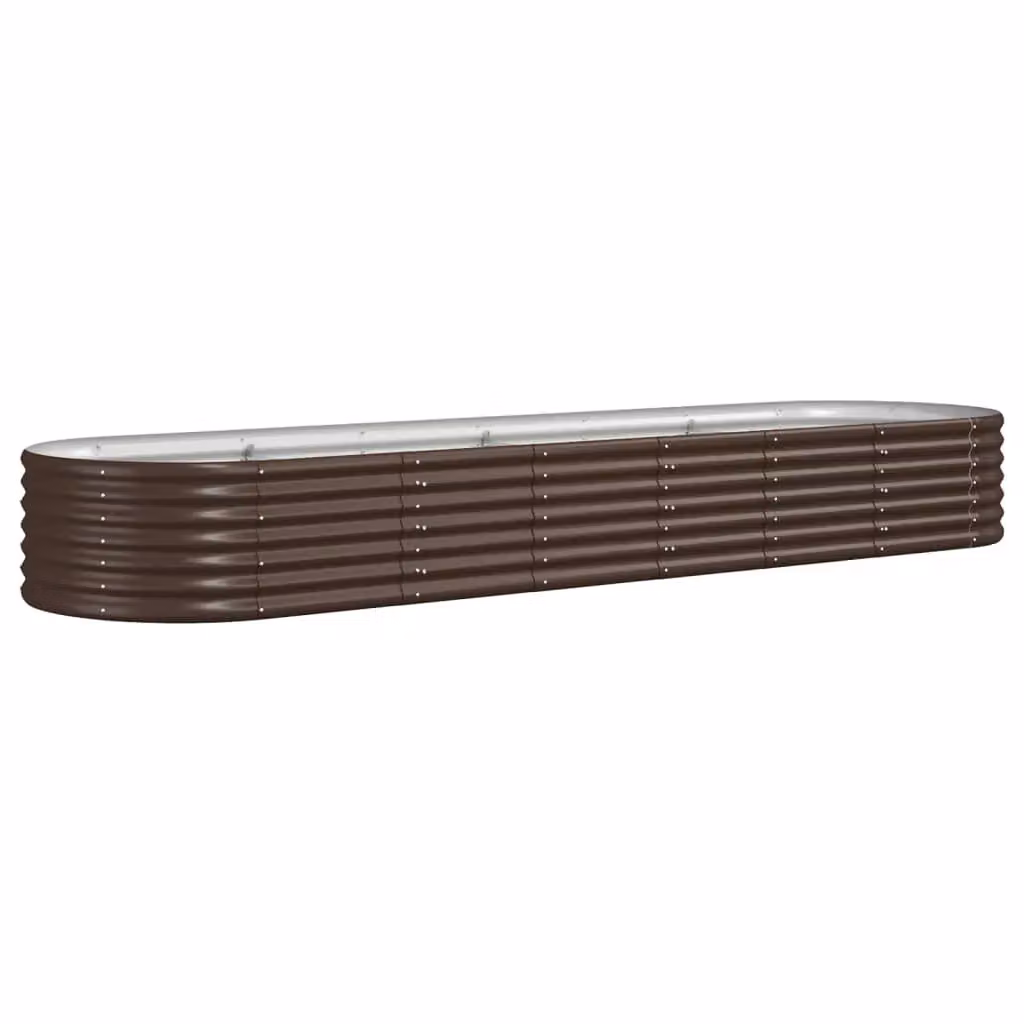 Berkfield Home Garden Powder-coated Steel Raised Bed in Brown, W/D/H: 296 x 80 x 36 cm – 2